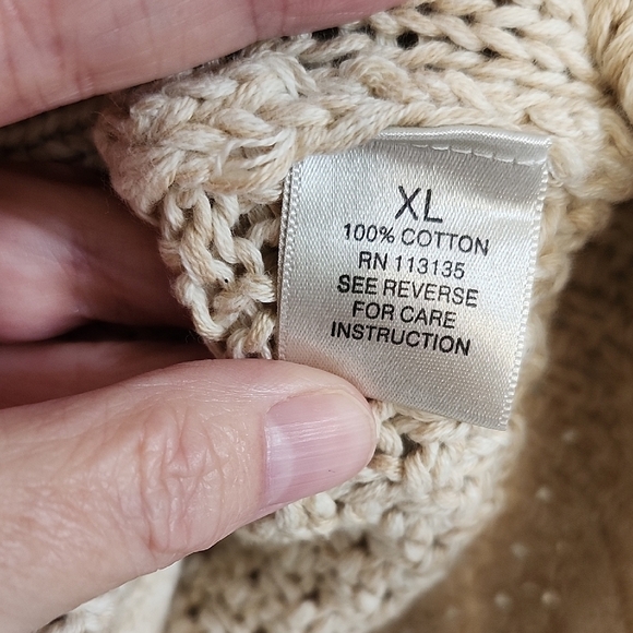 Leo and Nicole Women's 100% Cotton Knit 1/4 Zip Beige Sweater Size XL - Picture 6 of 7